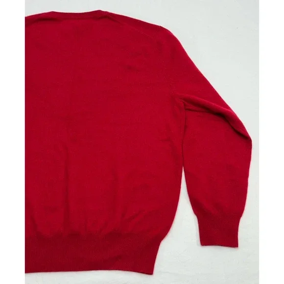 NWT Daniel Cremieux Signature Collection Red V-Neck Cashmere Sweater Sz L